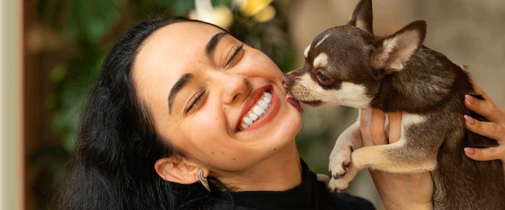 latino woman with chihuahua